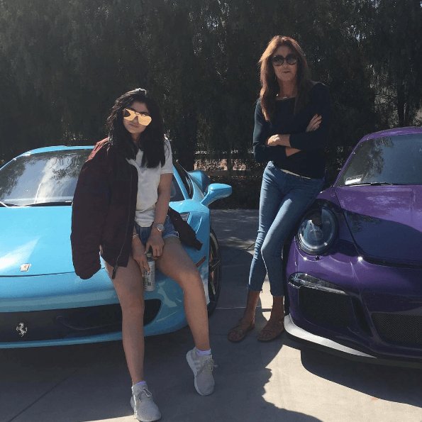 kylie jenner caitlyn jenner with a ferrari 458 porsche gt3 rs